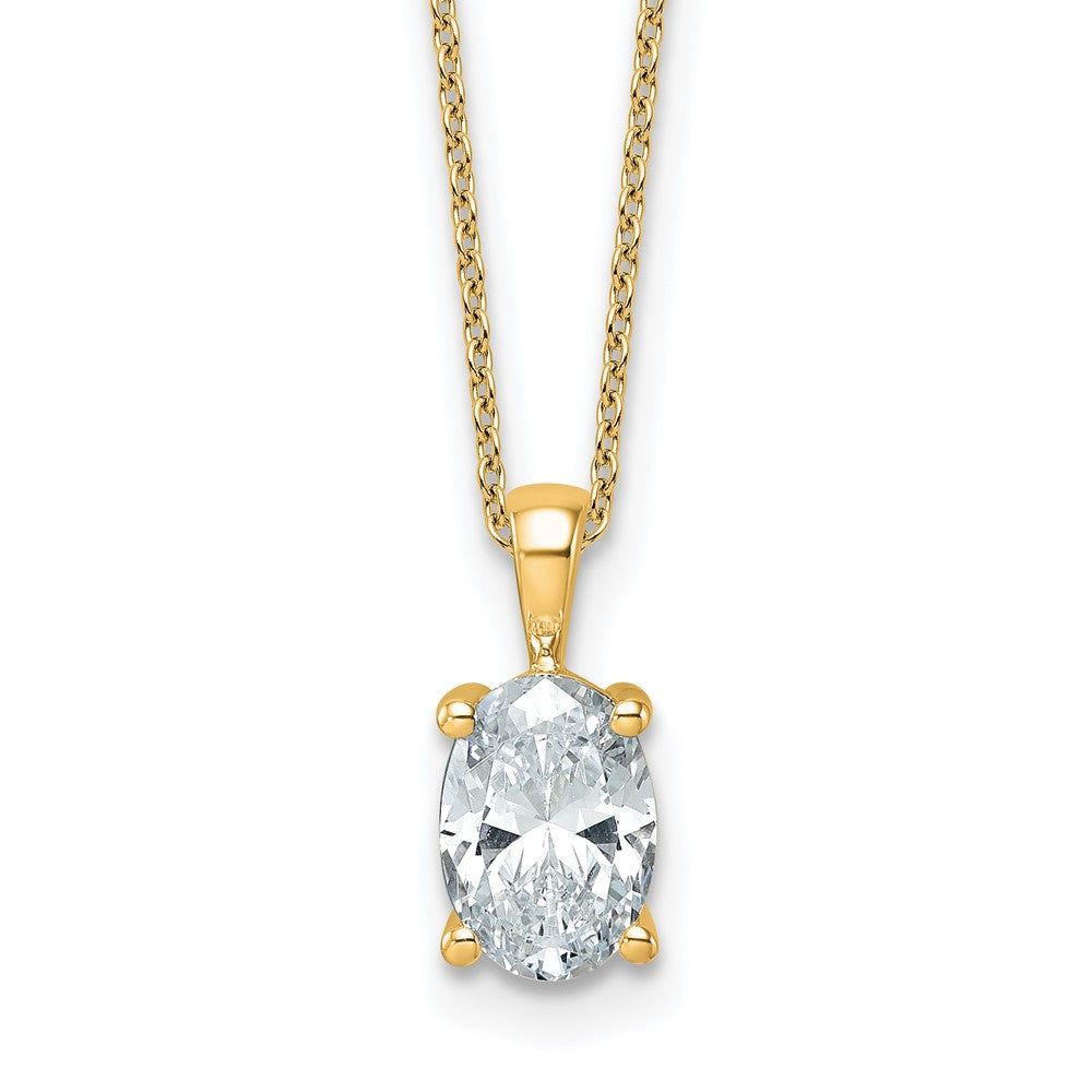 14k 2ct Cert Lab Grown Dia VS+ F+ Oval Comp 18in Pendant Necklace