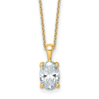 14k 2ct Cert Lab Grown Dia VS+ F+ Oval Comp 18in Pendant Necklace