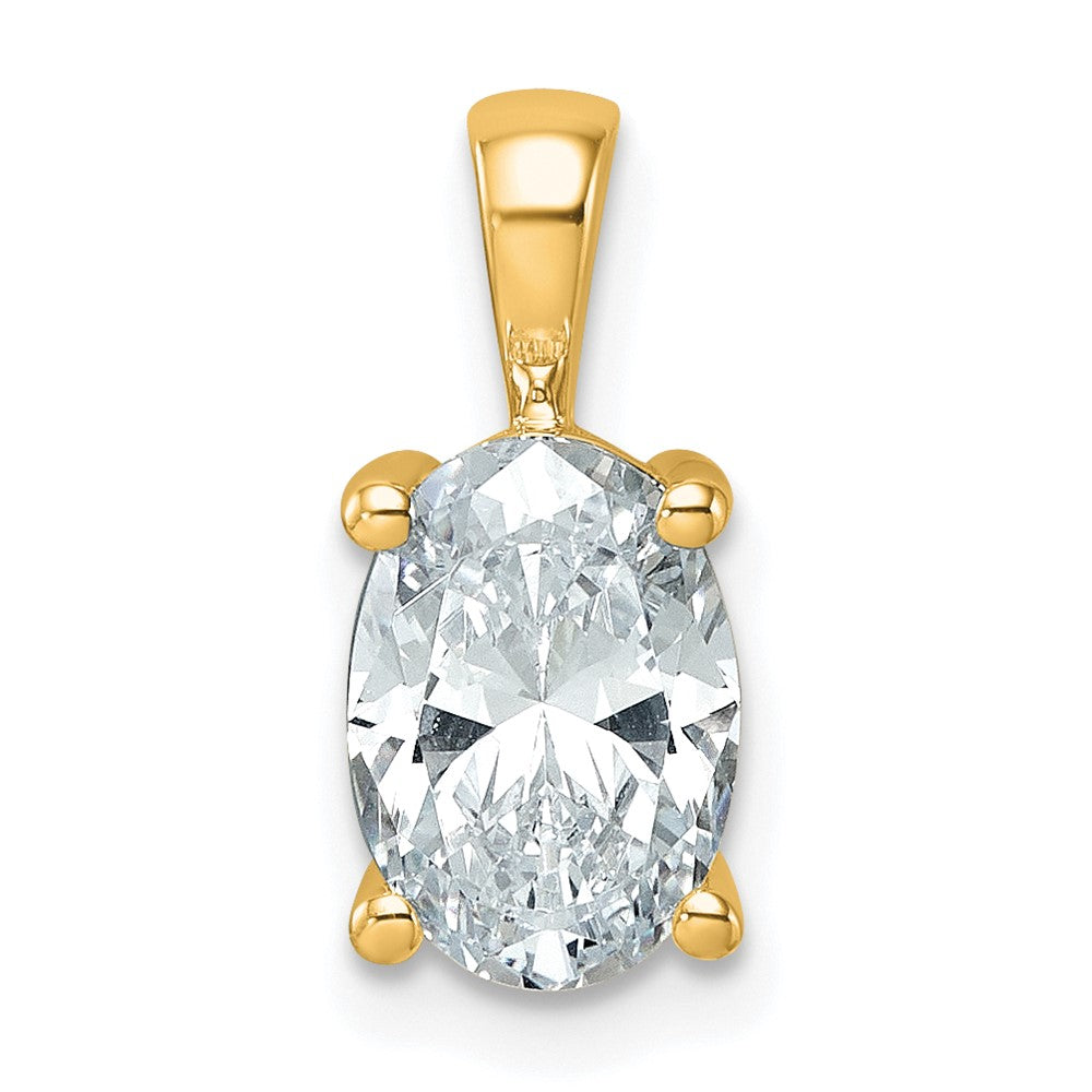 14k 2 ct Lab Grown Diamond VS+ F+ Oval Complete 4 Prong Pendant