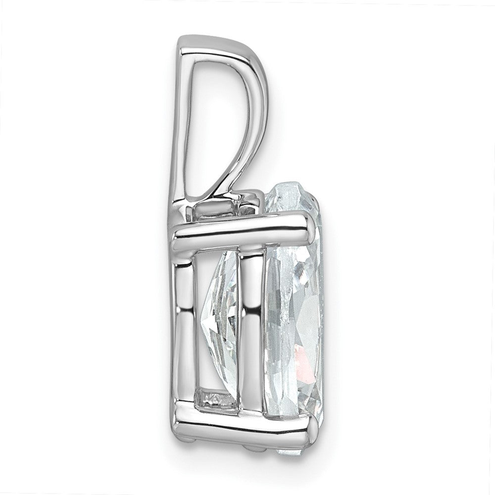 14k White Gold 3 ct Lab Grown Dia VS/SI+ G+ Oval Comp 4 Prong Pendant