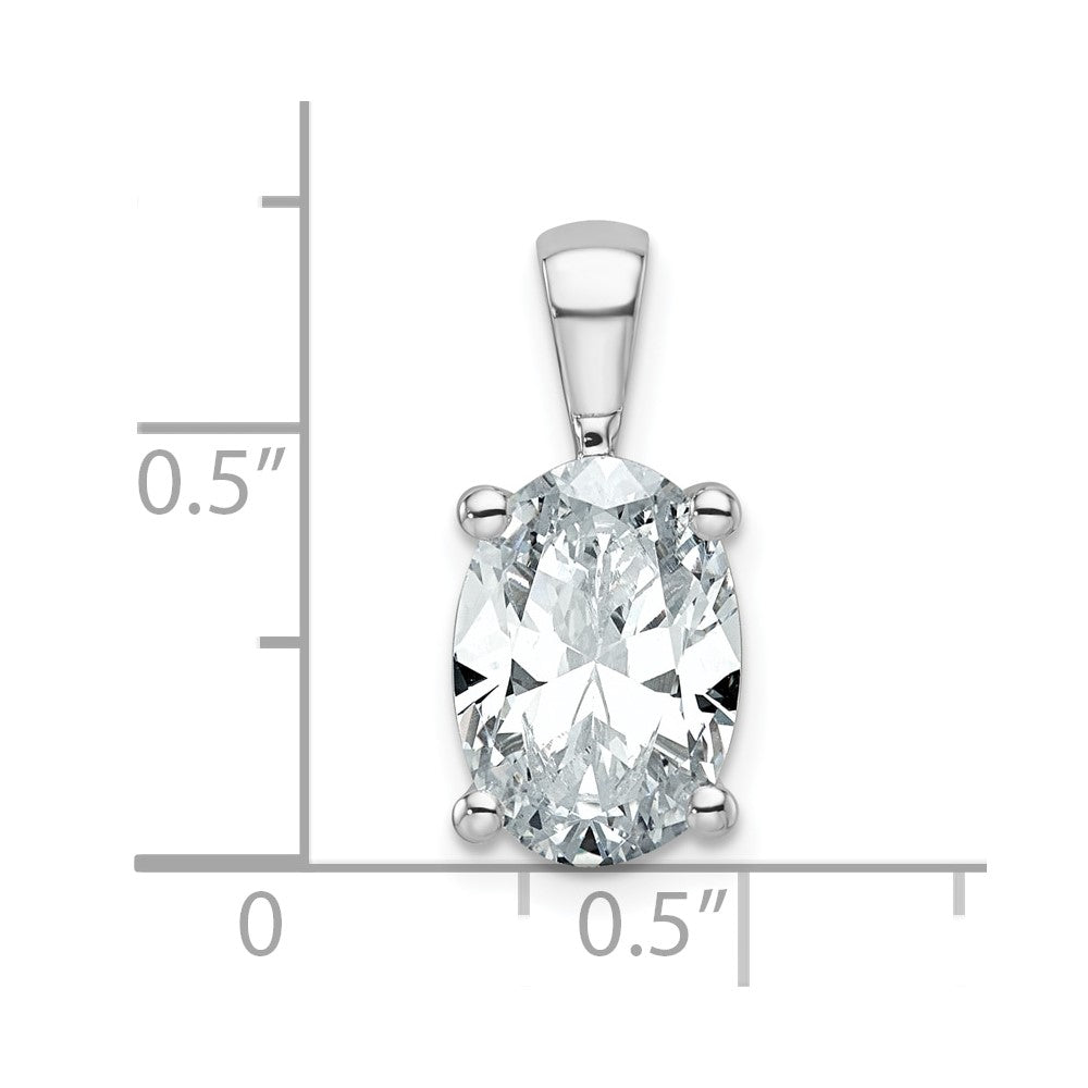 14k White Gold 3 ct Lab Grown Dia VS/SI+ G+ Oval Comp 4 Prong Pendant