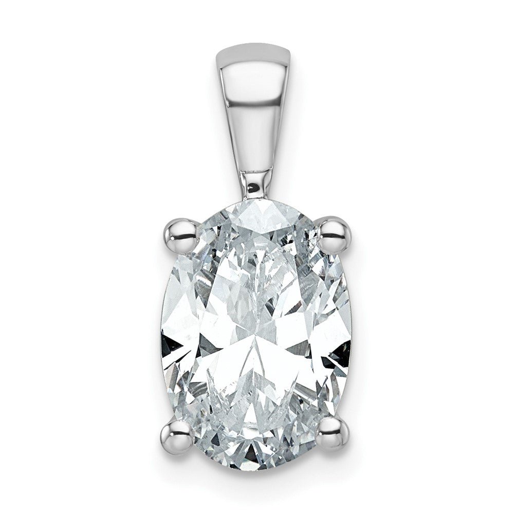 14k White Gold 3 ct Lab Grown Dia VS/SI+ G+ Oval Comp 4 Prong Pendant