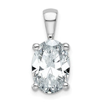 14kw 3 ct Cert Lab Grown Dia VS/SI+ G+ Oval Complete 4 Prong Pendant