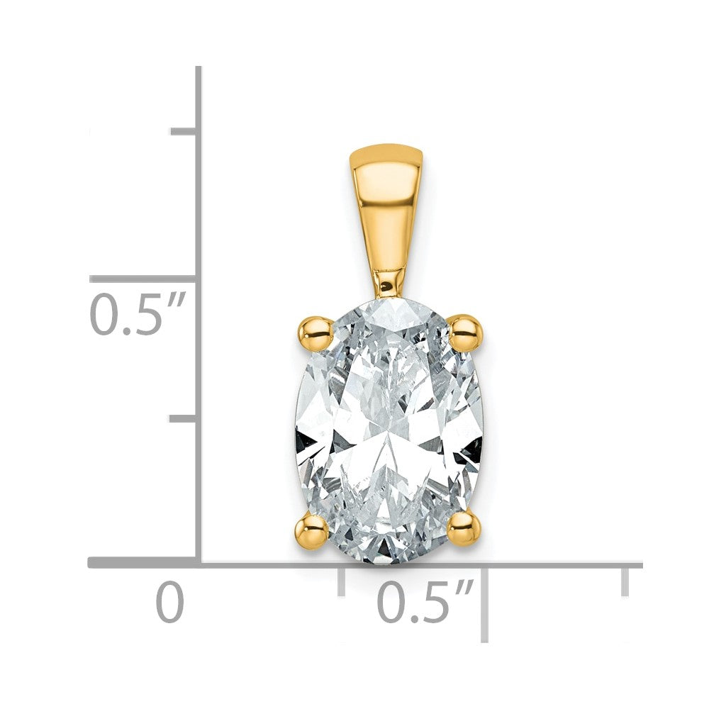14k 3 ct Cert Lab Grown Diamond VS/SI+ G+ Oval Comp 4 Prong Pendant