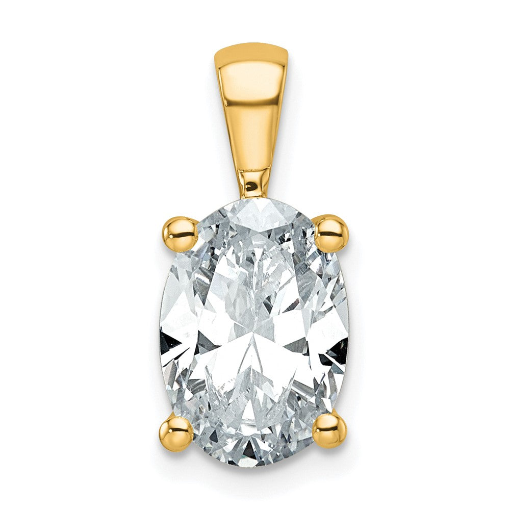 14k 3 ct Cert Lab Grown Diamond VS/SI+ G+ Oval Comp 4 Prong Pendant