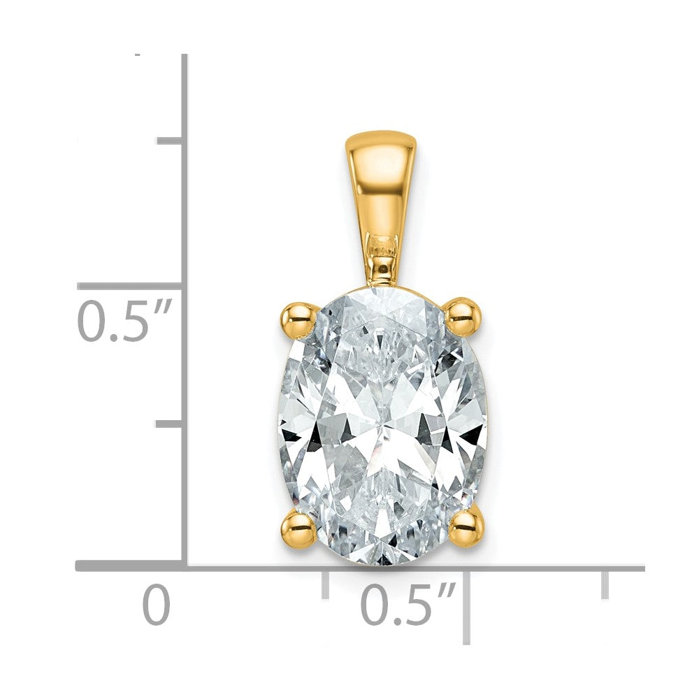 14k 4 ct Lab Grown Diamond VS+ F+ Oval Complete 4 Prong Pendant
