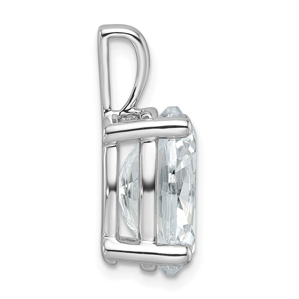 14k White Gold 5 ct Lab Grown Dia VS+ F+ Oval Comp 4 Prong Pendant