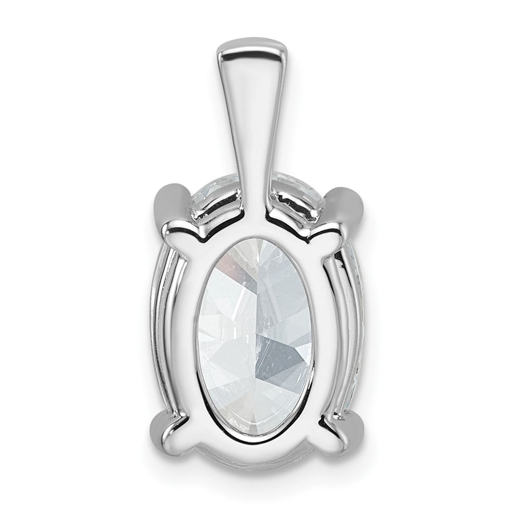 14k White Gold 5 ct Lab Grown Dia VS+ F+ Oval Comp 4 Prong Pendant