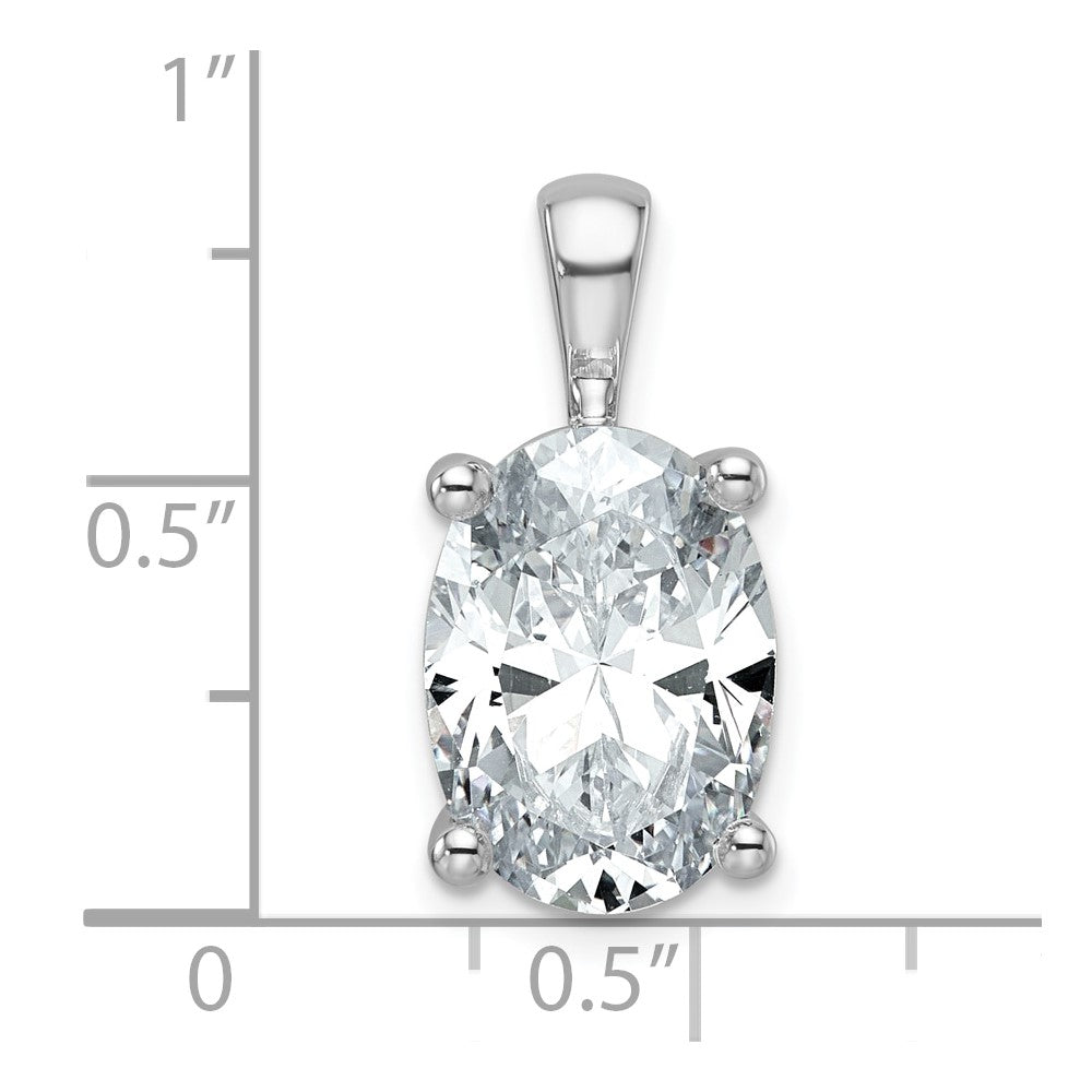 14k White Gold 5 ct Lab Grown Dia VS+ F+ Oval Comp 4 Prong Pendant