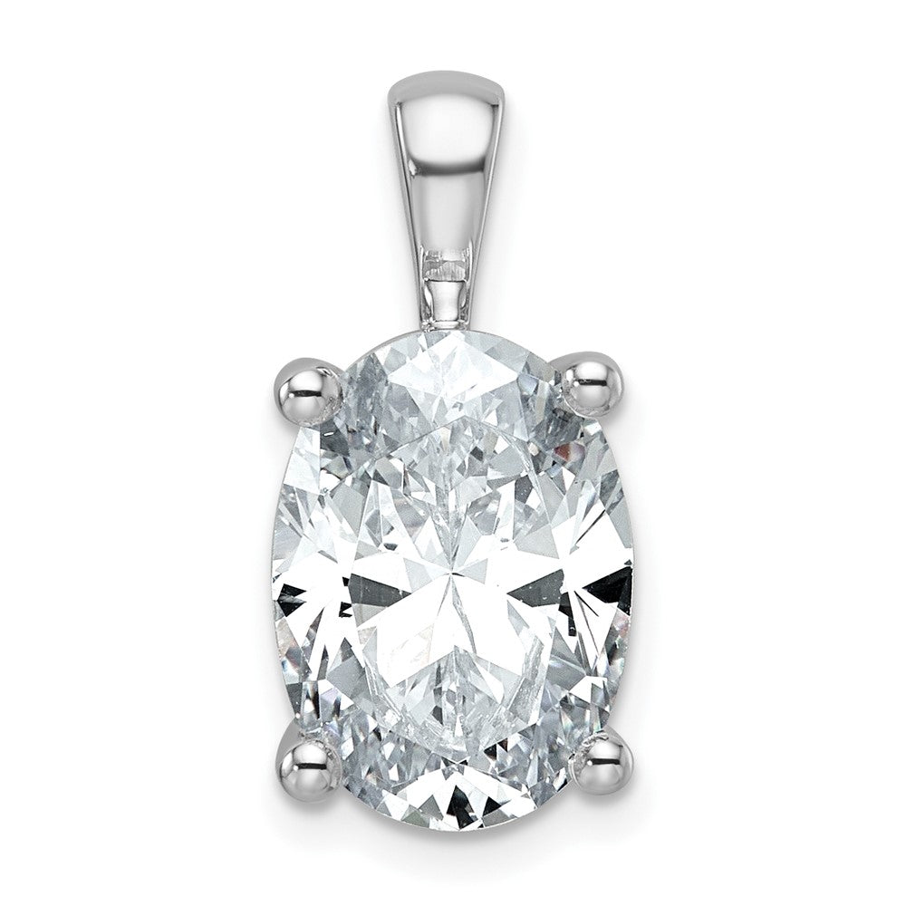 14k White Gold 5 ct Lab Grown Dia VS+ F+ Oval Comp 4 Prong Pendant