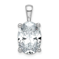 14k White Gold 5 ct Lab Grown Dia VS+ F+ Oval Comp 4 Prong Pendant