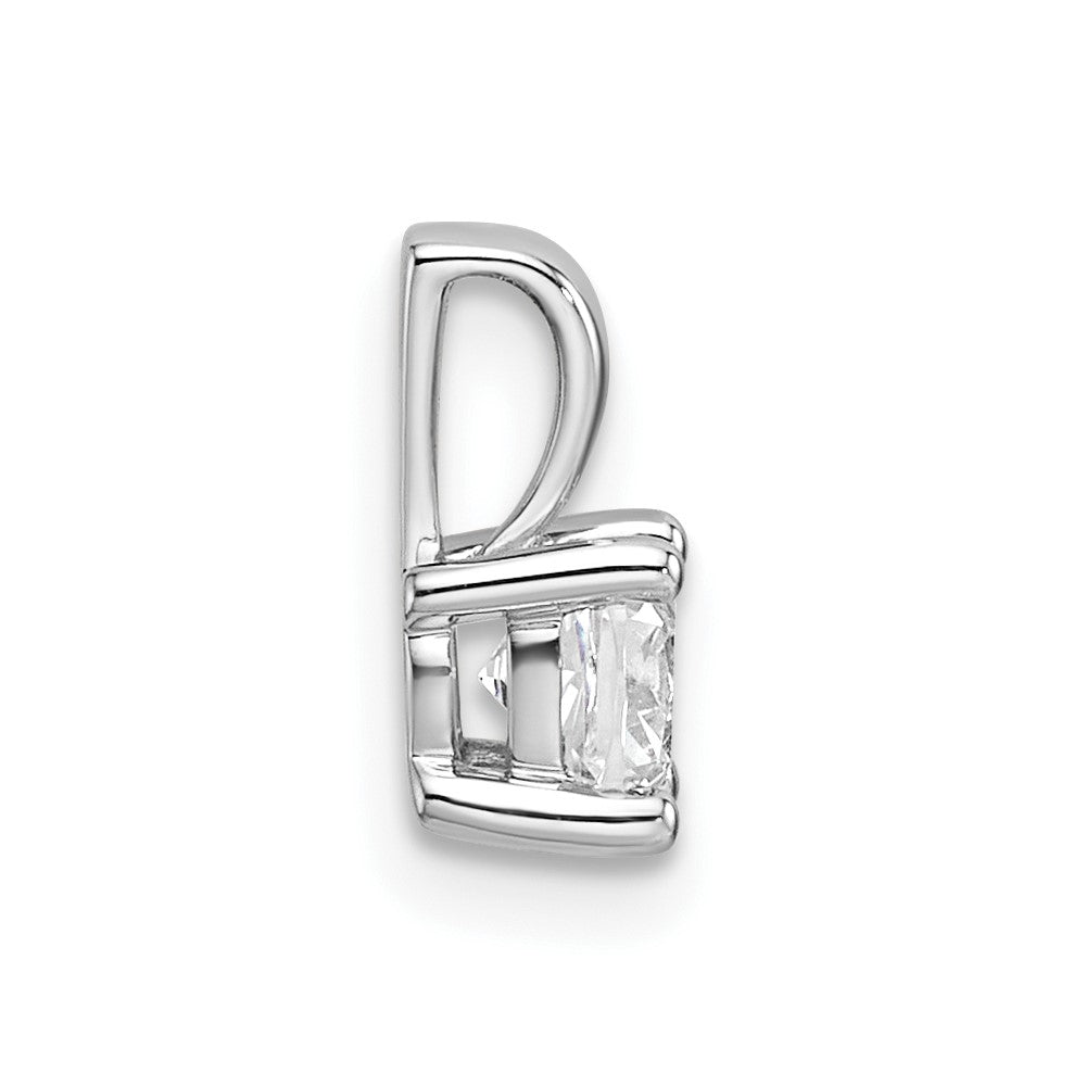 14k White Gold 1/2 ct Lab Grown Dia VS+ F+ Cushion Comp 4 Prong Pendant