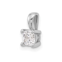 14k White Gold 1/2 ct Lab Grown Dia VS+ F+ Cushion Comp 4 Prong Pendant