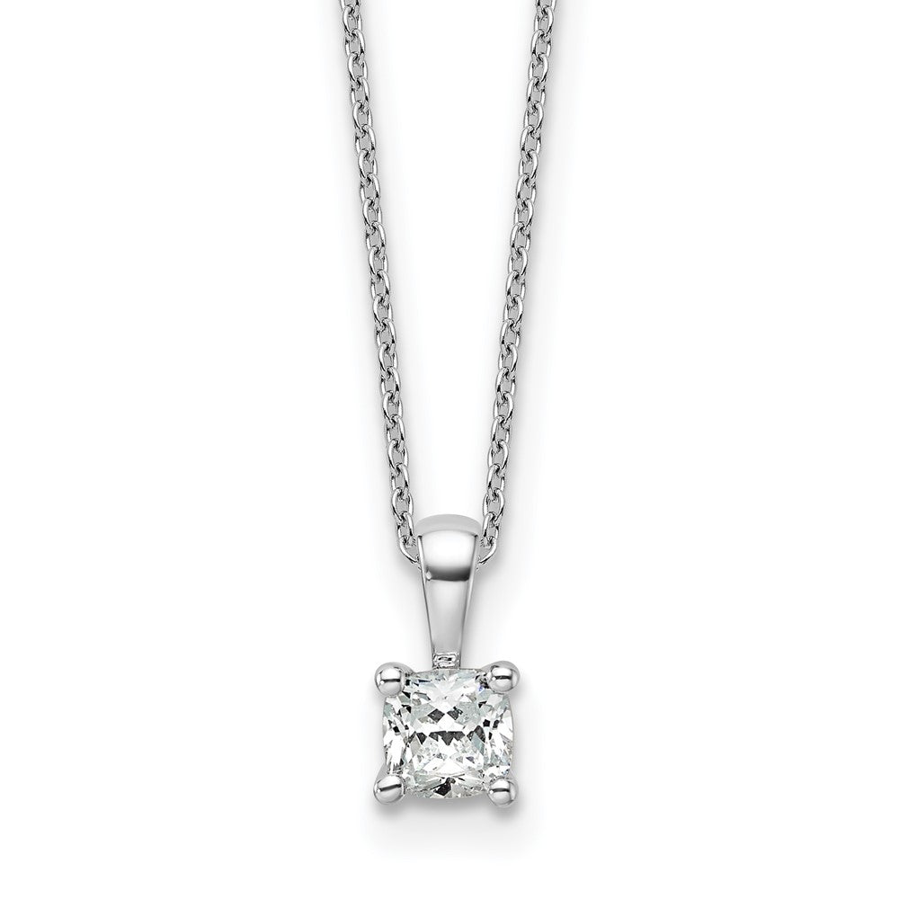 14kw 1/2ct Cert Lab Grown Dia VS/SI+ G+ Cushion Comp 18in Necklace