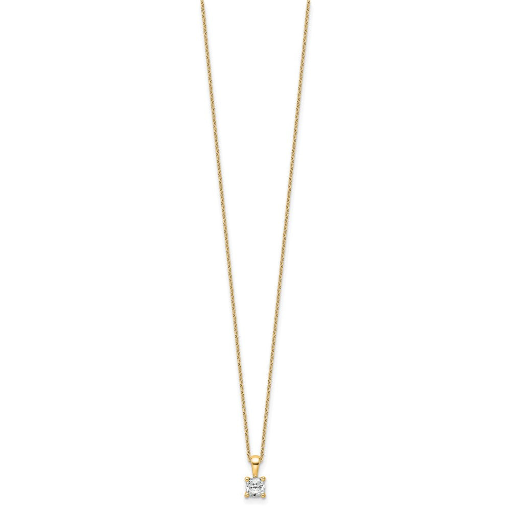14k 1/2ct Lab Grown Diamond VS+ F+ Cushion Comp 18in Pendant Necklace