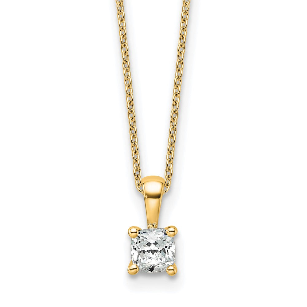 14k 1/2ct Lab Grown Diamond VS+ F+ Cushion Comp 18in Pendant Necklace