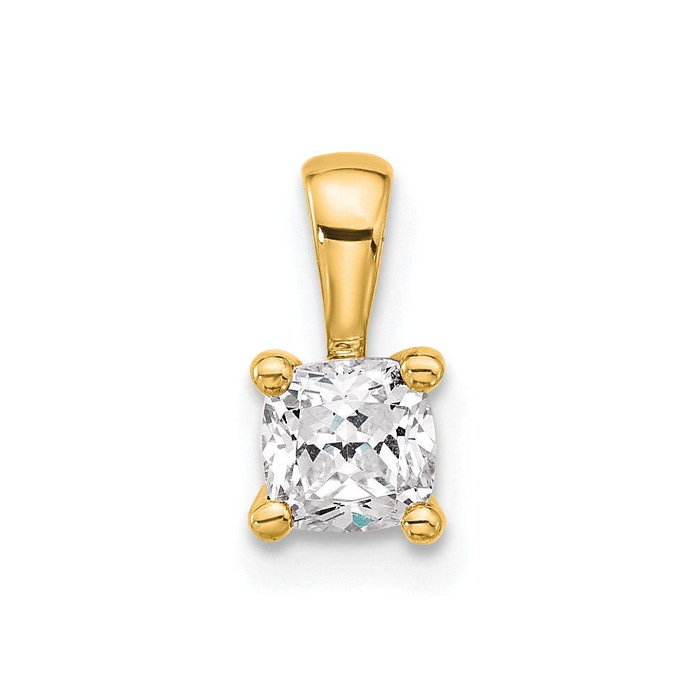 14k 1/2 ct Lab Grown Diamond VS/SI+ G+ Cushion Complete 4 Prong Pendant