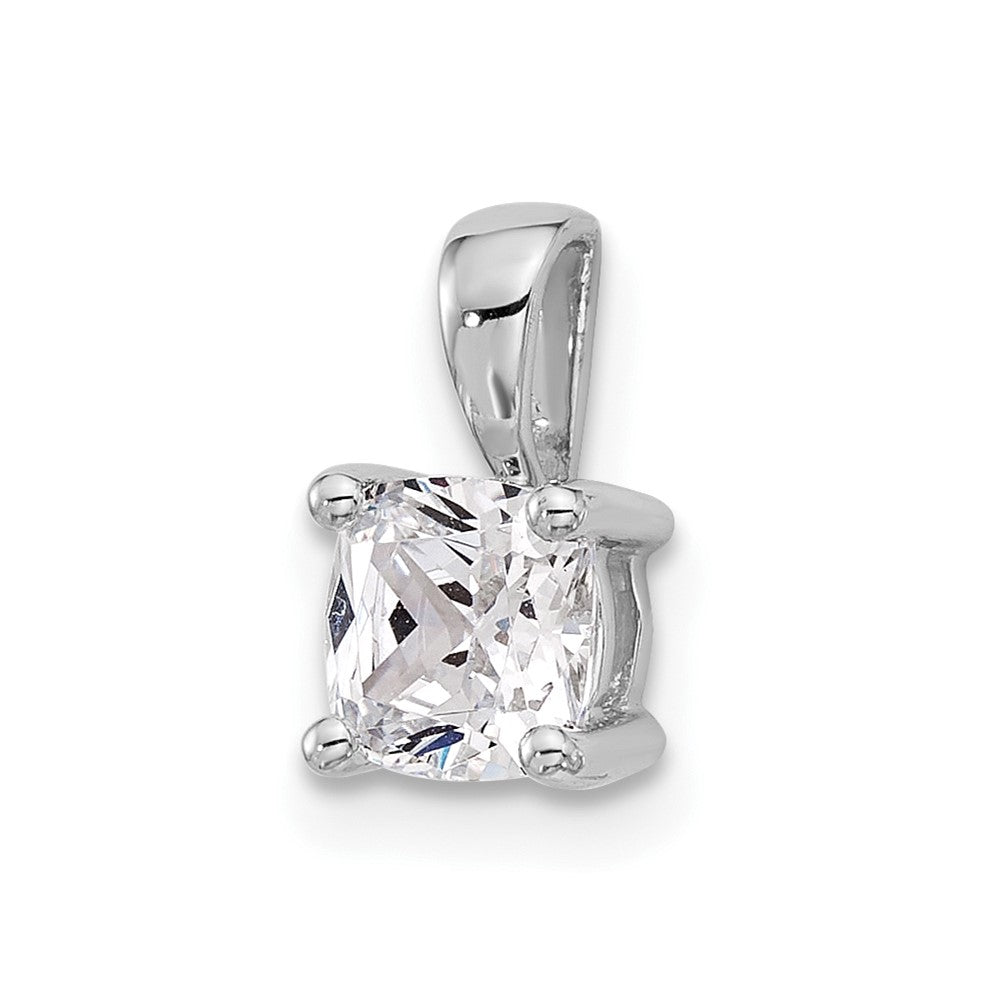 14k White Gold 3/4 ct Lab Grown Dia VS/SI+ G+ Cushion Comp 4 Prong Pendant