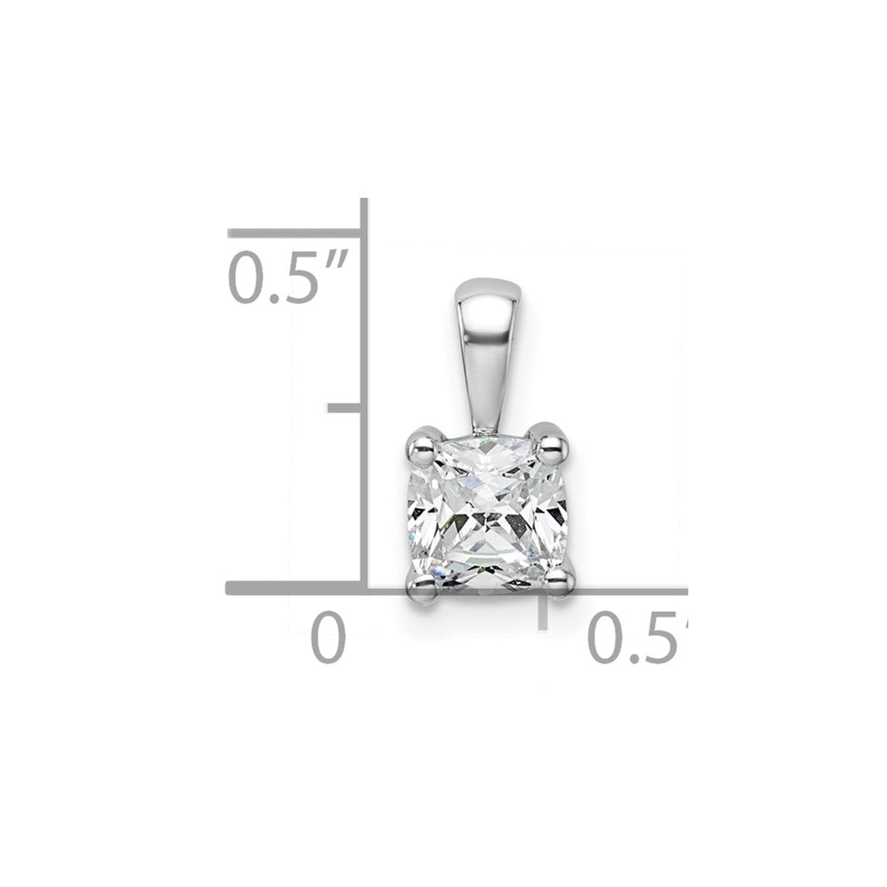 14k White Gold 3/4 ct Lab Grown Dia VS+ F+ Cushion Comp 4 Prong Pendant