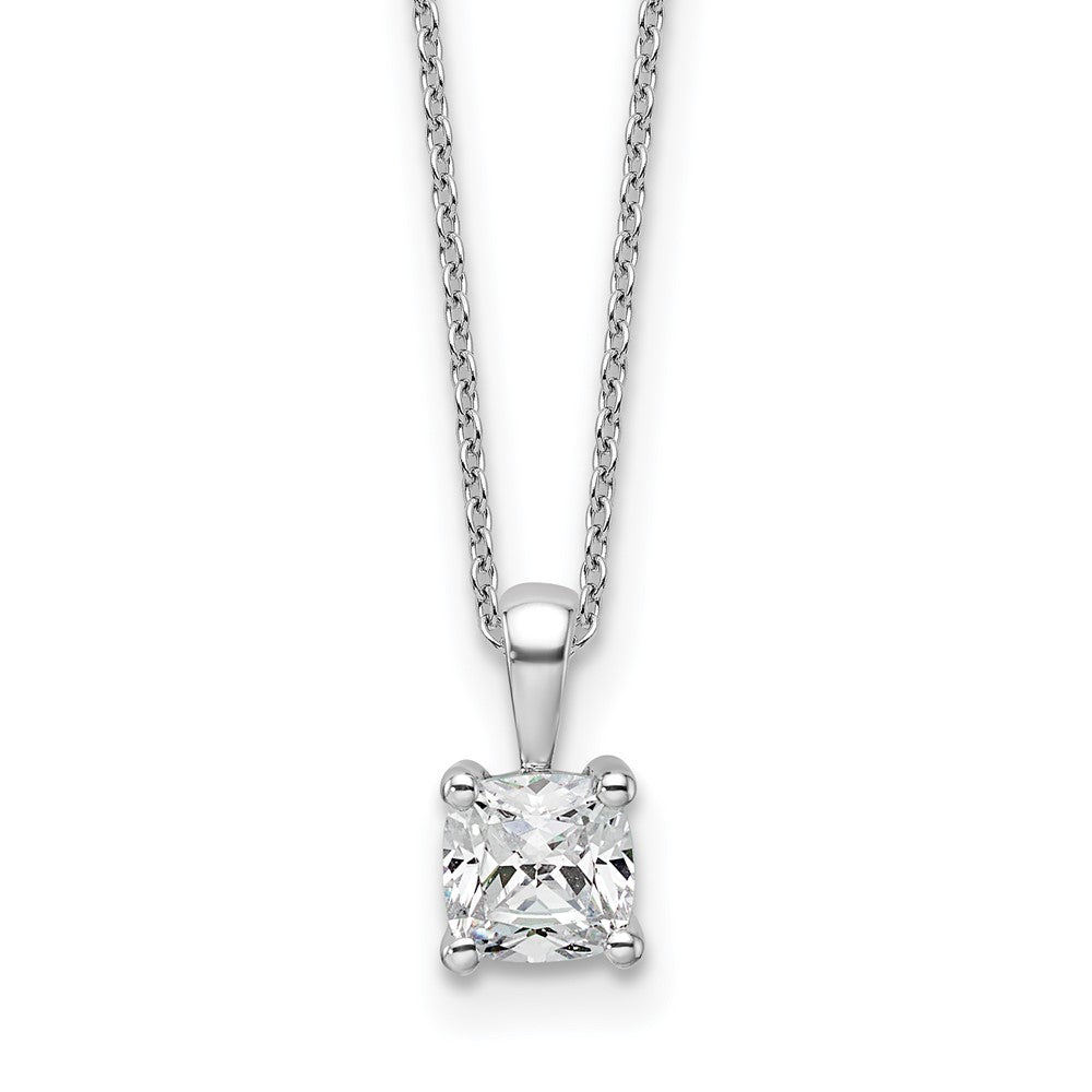 14kw 3/4ct Lab Grown Dia VS/SI+ G+ Cushion Comp 18in Pendant Necklace
