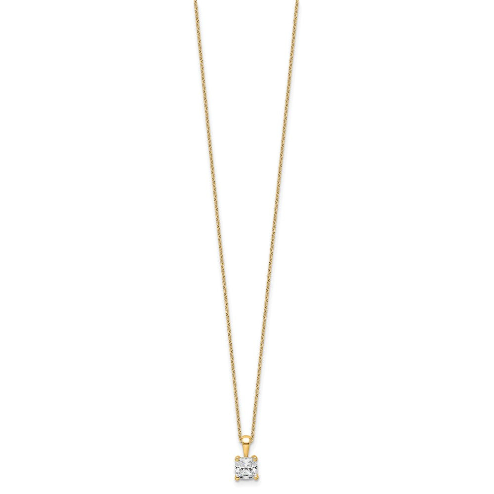 14k 3/4ct Cert Lab Grown Dia VS/SI+ G+ Cushion Comp 18in Pendant Necklace