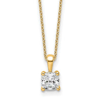 14k 3/4ct Cert Lab Grown Dia VS/SI+ G+ Cushion Comp 18in Pendant Necklace