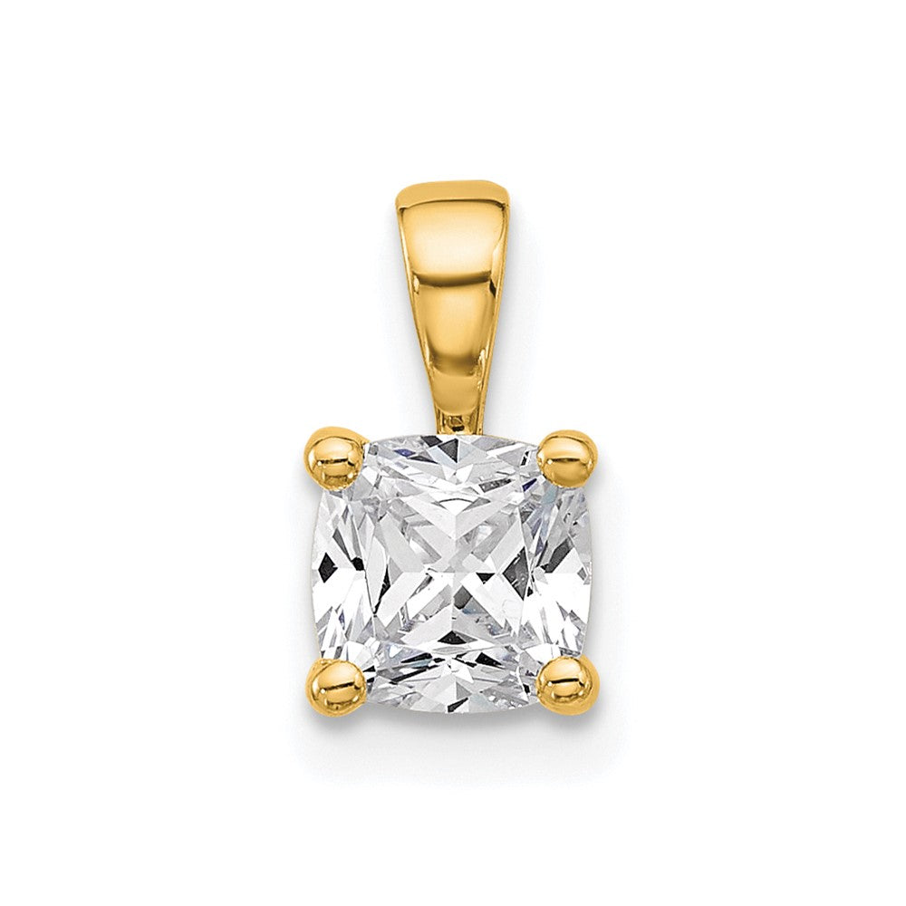 14k 3/4 ct Lab Grown Diamond VS+ F+ Cushion Complete 4 Prong Pendant