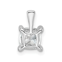 14k White Gold 1 ct Lab Grown Dia VS+ F+ Cushion Comp 4 Prong Pendant