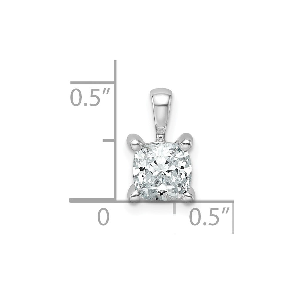 14k White Gold 1 ct Lab Grown Dia VS+ F+ Cushion Comp 4 Prong Pendant