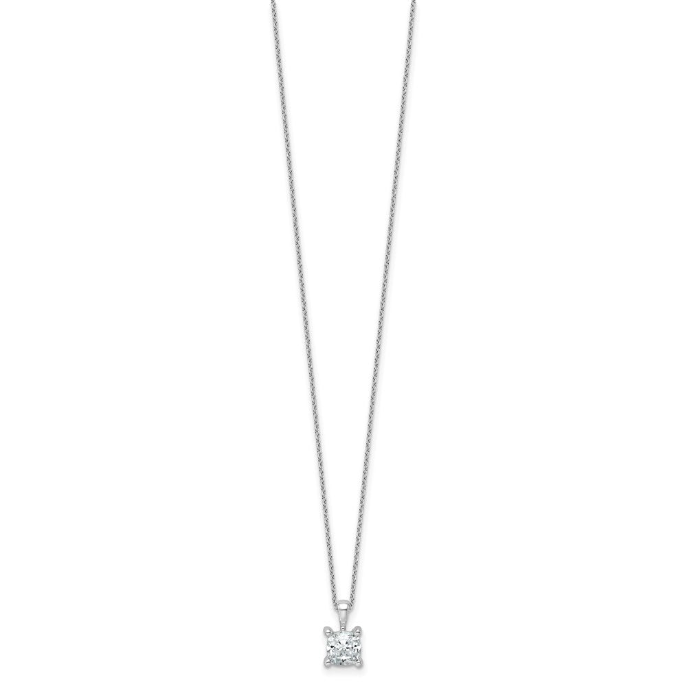 14kw 1ct Lab Grown Dia VS+ F+ Cushion Comp 18in Pendant Necklace