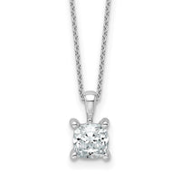 14kw 1ct Cert Lab Grown Dia VS/SI+ G+ Cushion Comp 18in Pendant Necklace