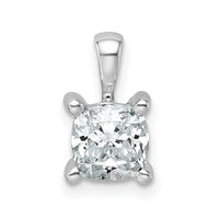 14kw 1 ct Cert Lab Grown Dia VS/SI+ G+ Cushion Complete 4 Prong Pendant