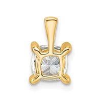 14k 1 ct Lab Grown Diamond VS+ F+ Cushion Complete 4 Prong Pendant
