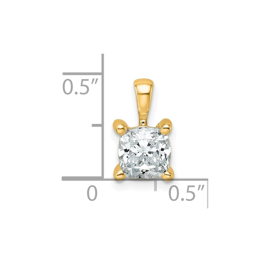 14k 1 ct Lab Grown Diamond VS+ F+ Cushion Complete 4 Prong Pendant