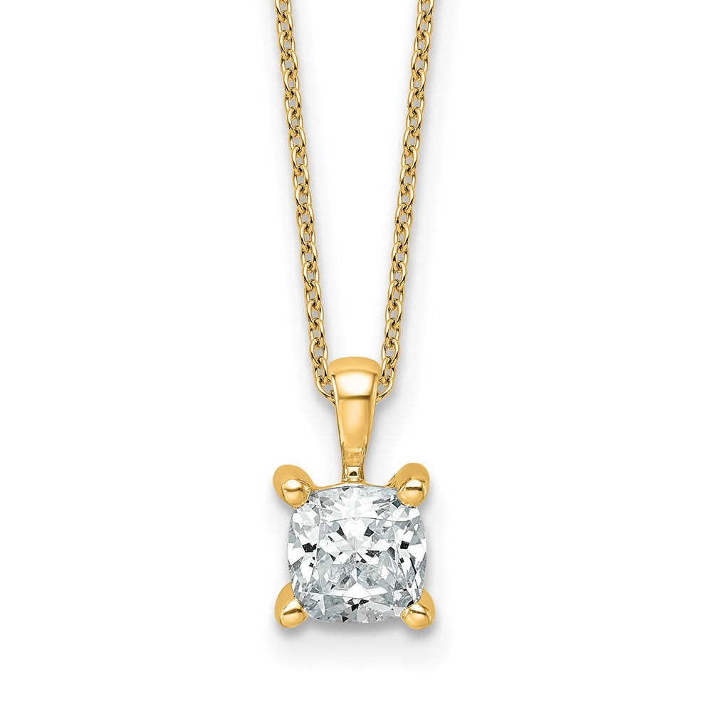 14k 1ct Lab Grown Diamond VS/SI+ G+ Cushion Comp 18in Pendant Necklace