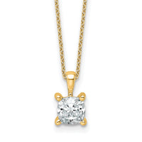 14k 1ct Cert Lab Grown Dia VS/SI+ G+ Cushion Comp 18in Pendant Necklace