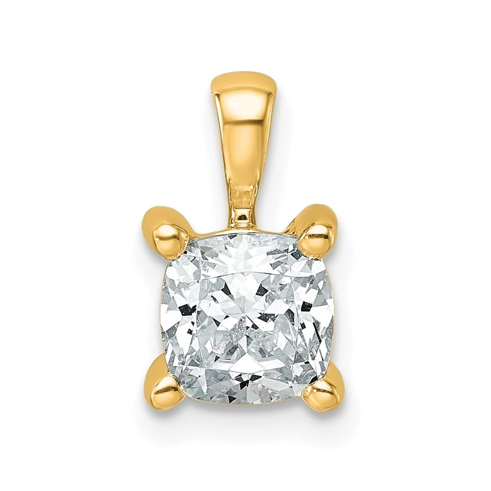 14k 1 ct Cert Lab Grown Diamond VS+ F+ Cushion Comp 4 Prong Pendant