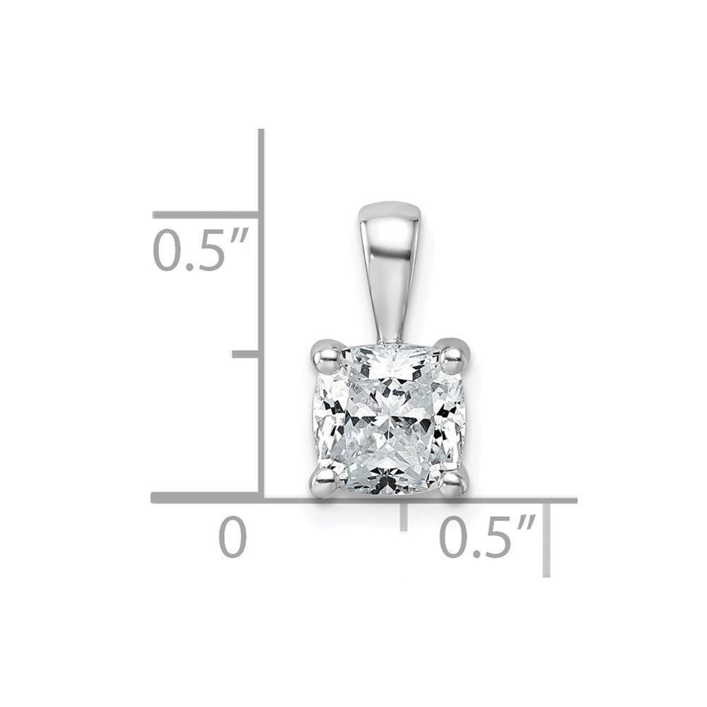 14kw 1 1/2ct Cert Lab Grown Dia VS/SI+ G+ Cushion Comp 4 Prong Pendant