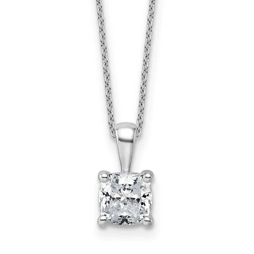 14kw 1 1/2ct Cert Lab Grown Dia VS+ F+ Cushion Comp 18in Pendant Necklace