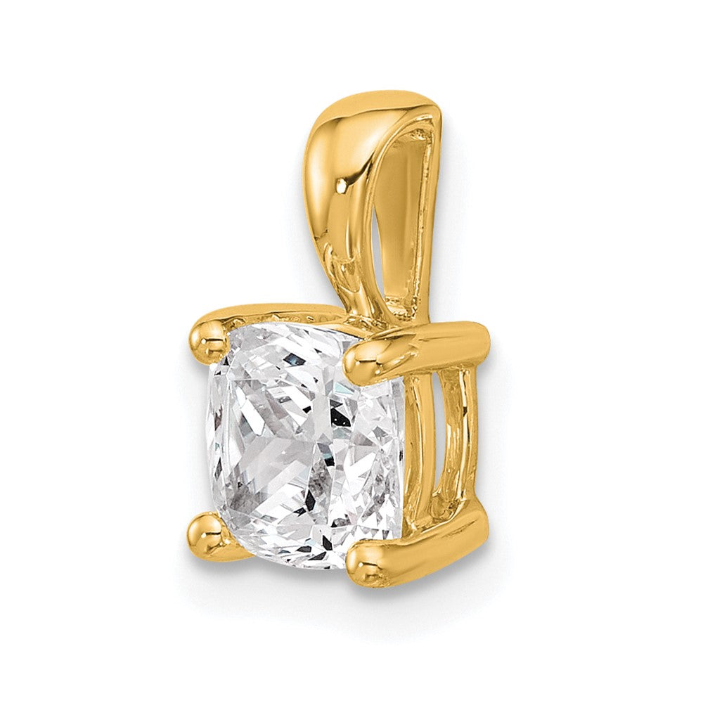 14k 1 1/2 ct Lab Grown Diamond VS+ F+ Cushion Complete 4 Prong Pendant