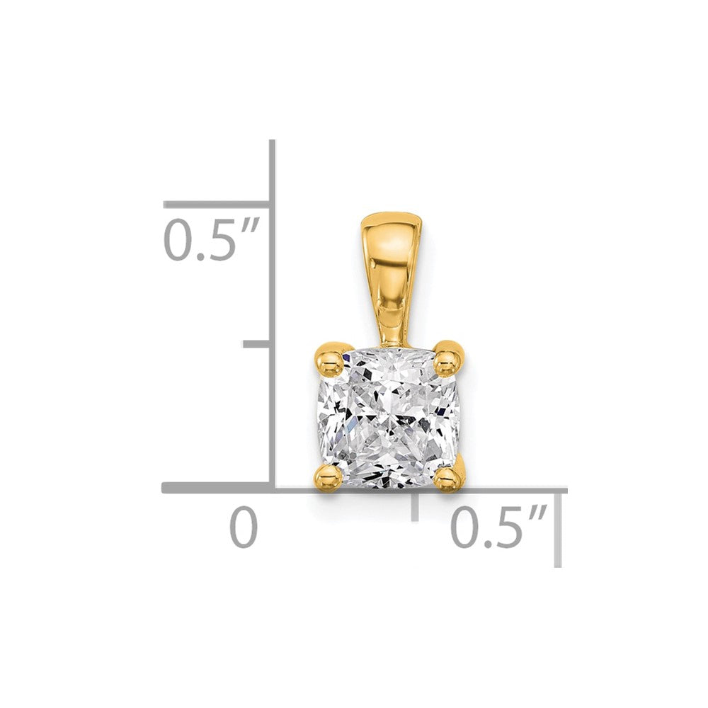 14k 1 1/2 ct Lab Grown Diamond VS+ F+ Cushion Complete 4 Prong Pendant