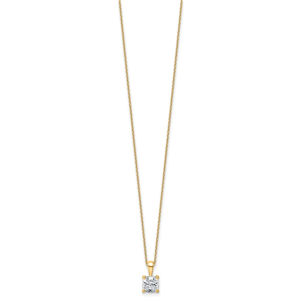 14k 1 1/2ct Lab Grown Diamond VS+ F+ Cushion Comp 18in Pendant Necklace