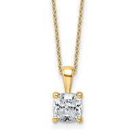 14k 1 1/2ct Lab Grown Diamond VS+ F+ Cushion Comp 18in Pendant Necklace