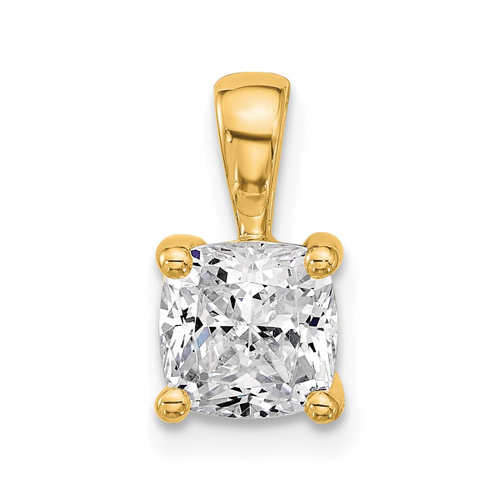 14k 1 1/2 ct Lab Grown Diamond VS/SI+ G+ Cushion Complete 4 Prong Pendant