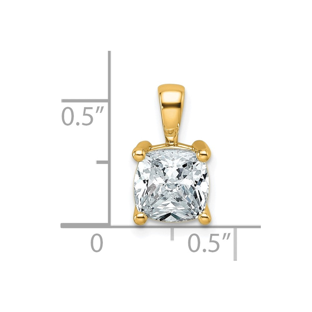14k 2 ct Cert Lab Grown Diamond VS/SI+ G+ Cushion Comp 4 Prong Pendant