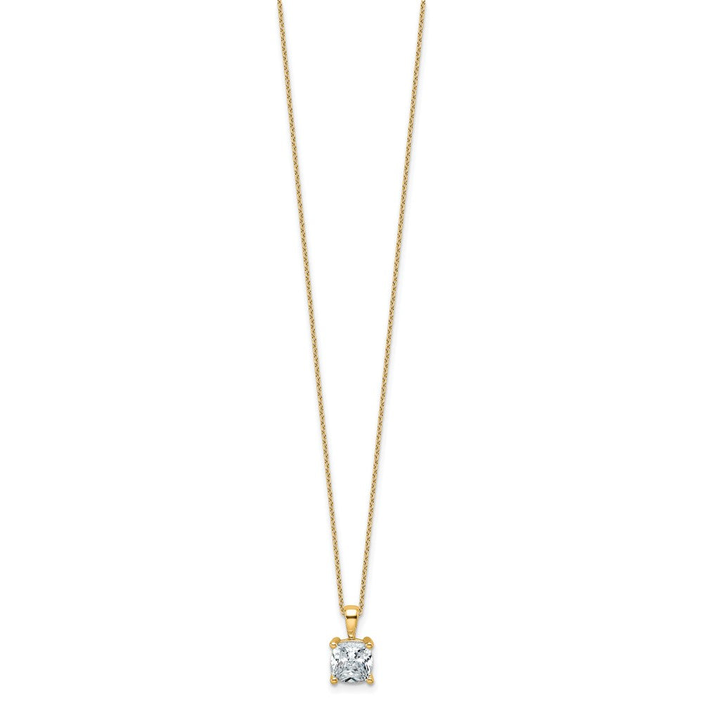 14k 2ct Cert Lab Grown Dia VS/SI+ G+ Cushion Comp 18in Pendant Necklace