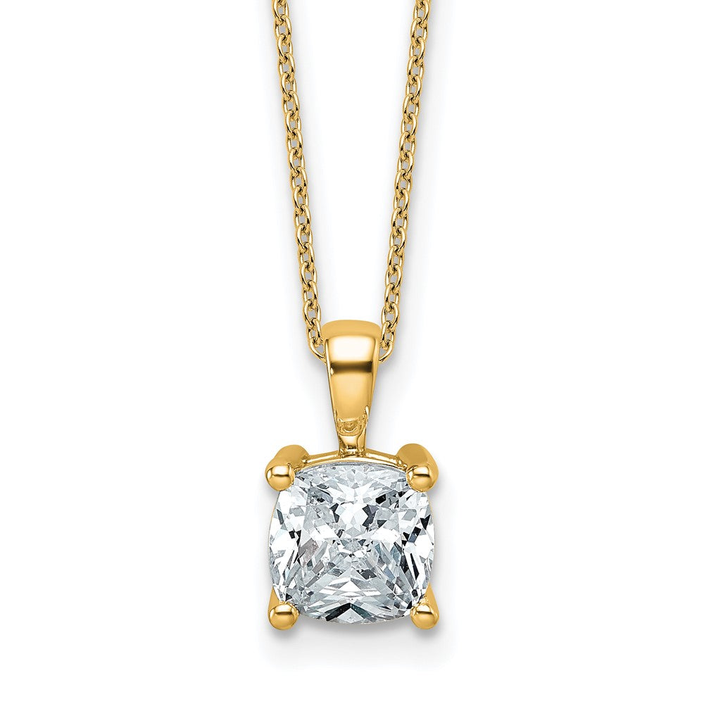 14k 2ct Cert Lab Grown Dia VS+ F+ Cushion Comp 18in Pendant Necklace