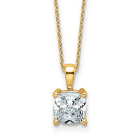 14k 2ct Cert Lab Grown Dia VS+ F+ Cushion Comp 18in Pendant Necklace