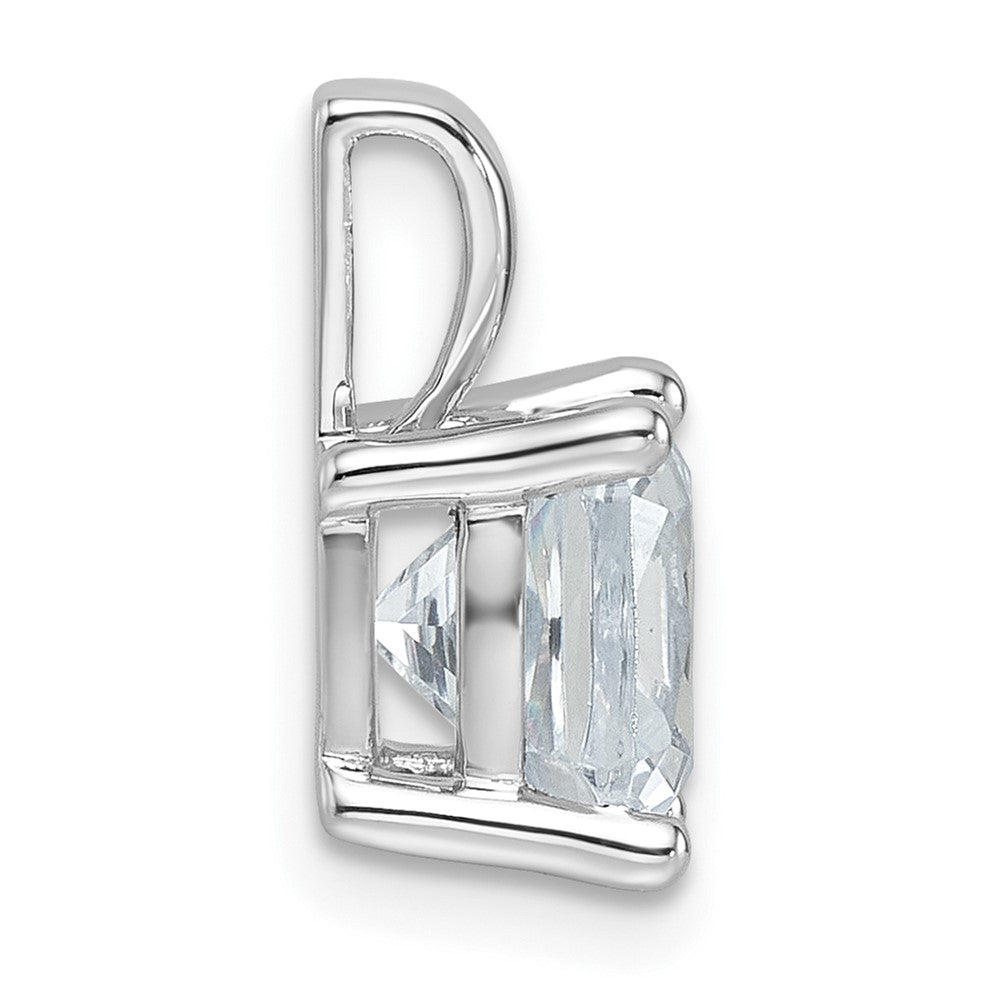 14k White Gold 2 1/2 ct Lab Grown Dia VS+ F+ Cushion Comp 4 Prong Pendant
