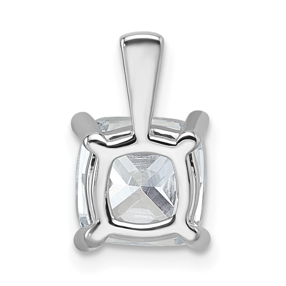 14k White 2 1/2 ct Lab Grown Dia VS/SI+ G+ Cushion Comp 4 Prong Pendant
